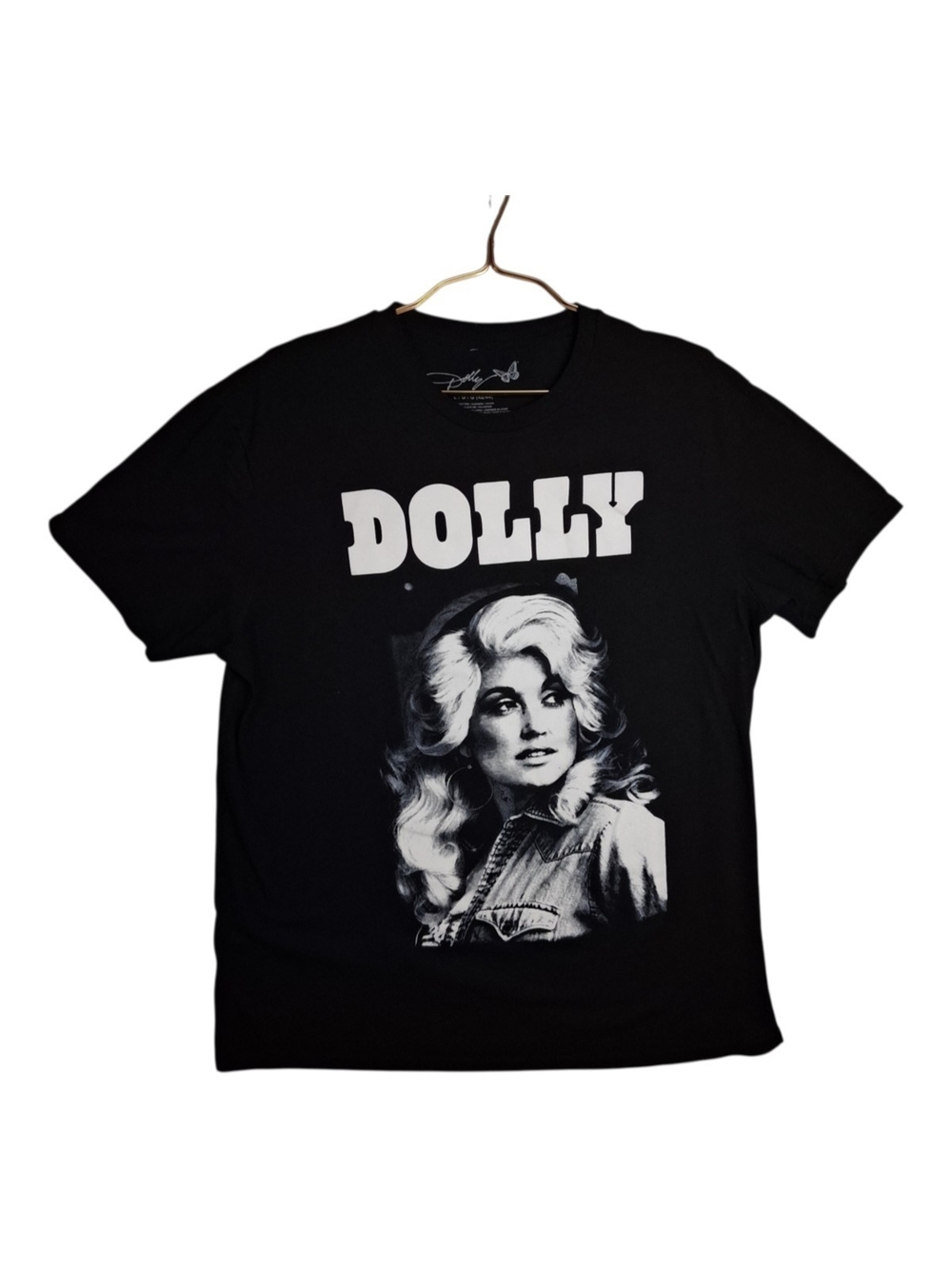 Dolly Parton Portrait Graphic T-Shirt Black Preowned Men's Large Country Music